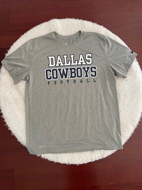 Nike Gray Dallas Cowboys Football Tee with Navy and White Logo